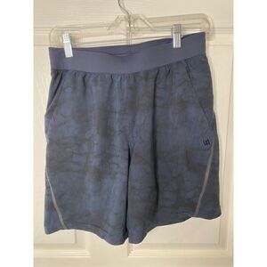 VRST Mens Stealth 7” Inch Run Shorts S Navy Abstract Size Zip Pocket Lined